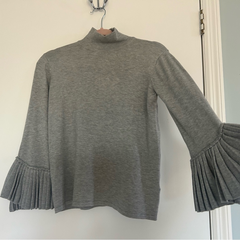 Context Gray Women's Blouse with Pleated Sleeves